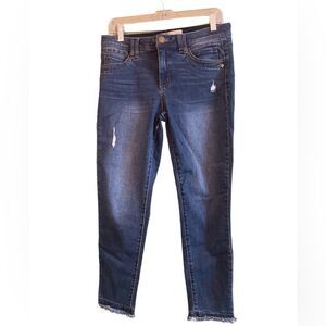 Democracy 'Ab'Solution Lightly Distressed Raw Hem Skinny Leg Jeans Size 8